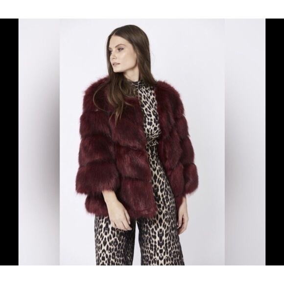 Jayley Collection Luxury Faux Fur Coat Women's M/L Gray Poly Stretch Pockets - Picture 1 of 5